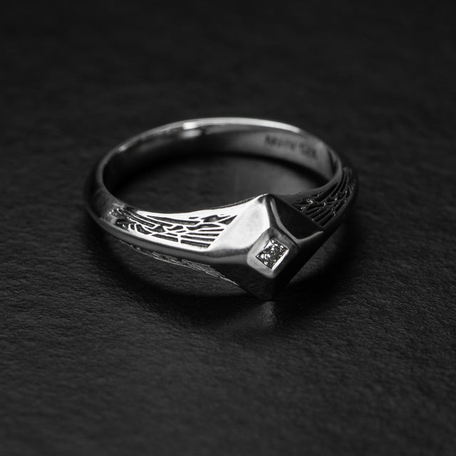 Diamond Signet Ring - PYRAMIDION - AHW Studio