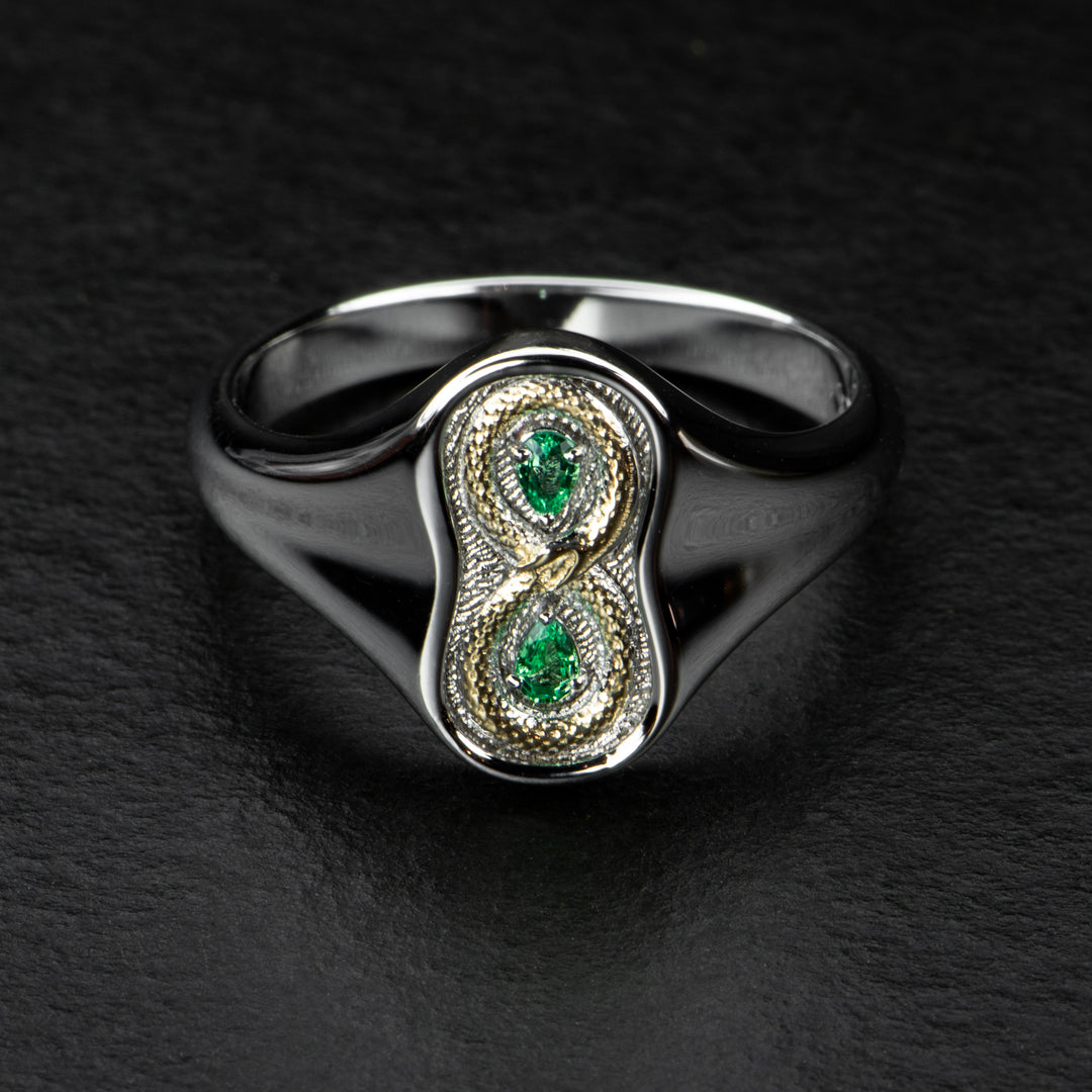 Gold & Emerald Snake Ring - FIGURE 8 - AHW Studio