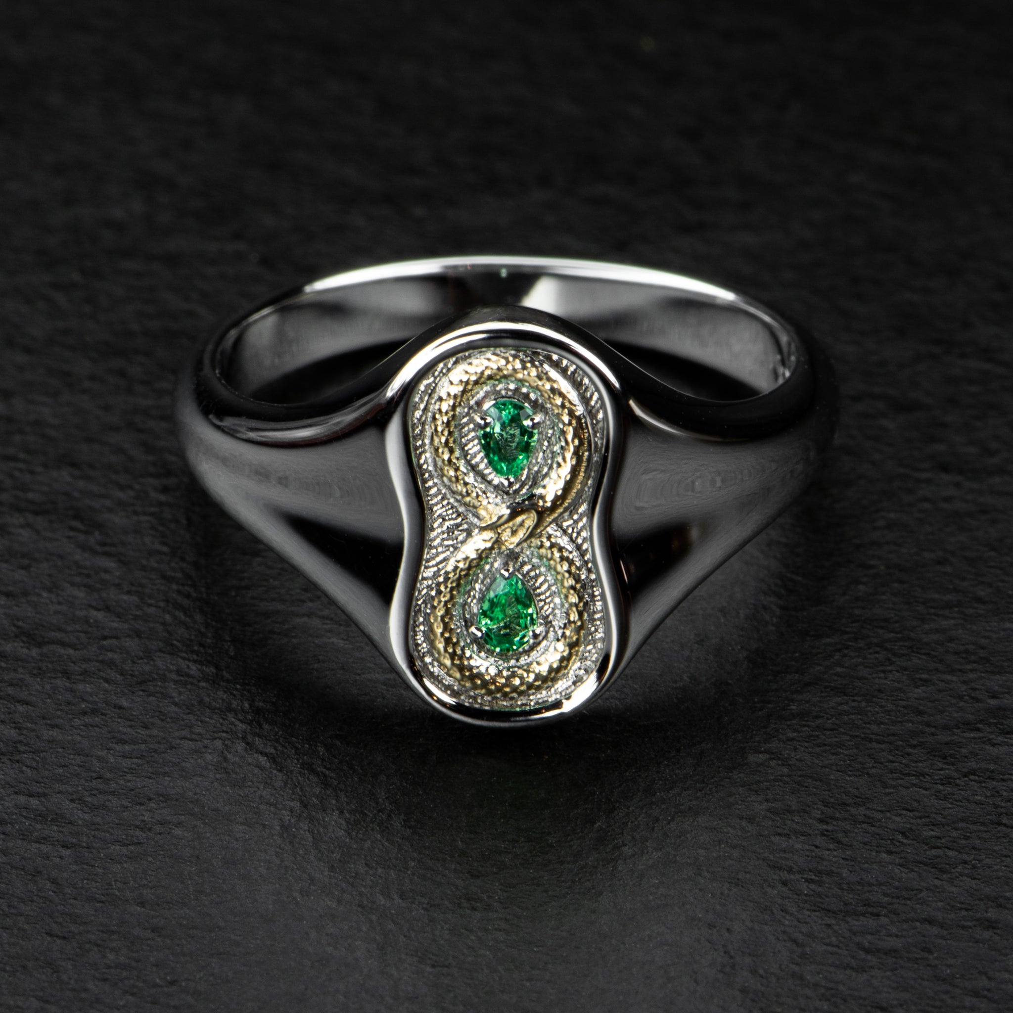 Gold & Emerald Snake Ring - FIGURE 8 - AHW Studio