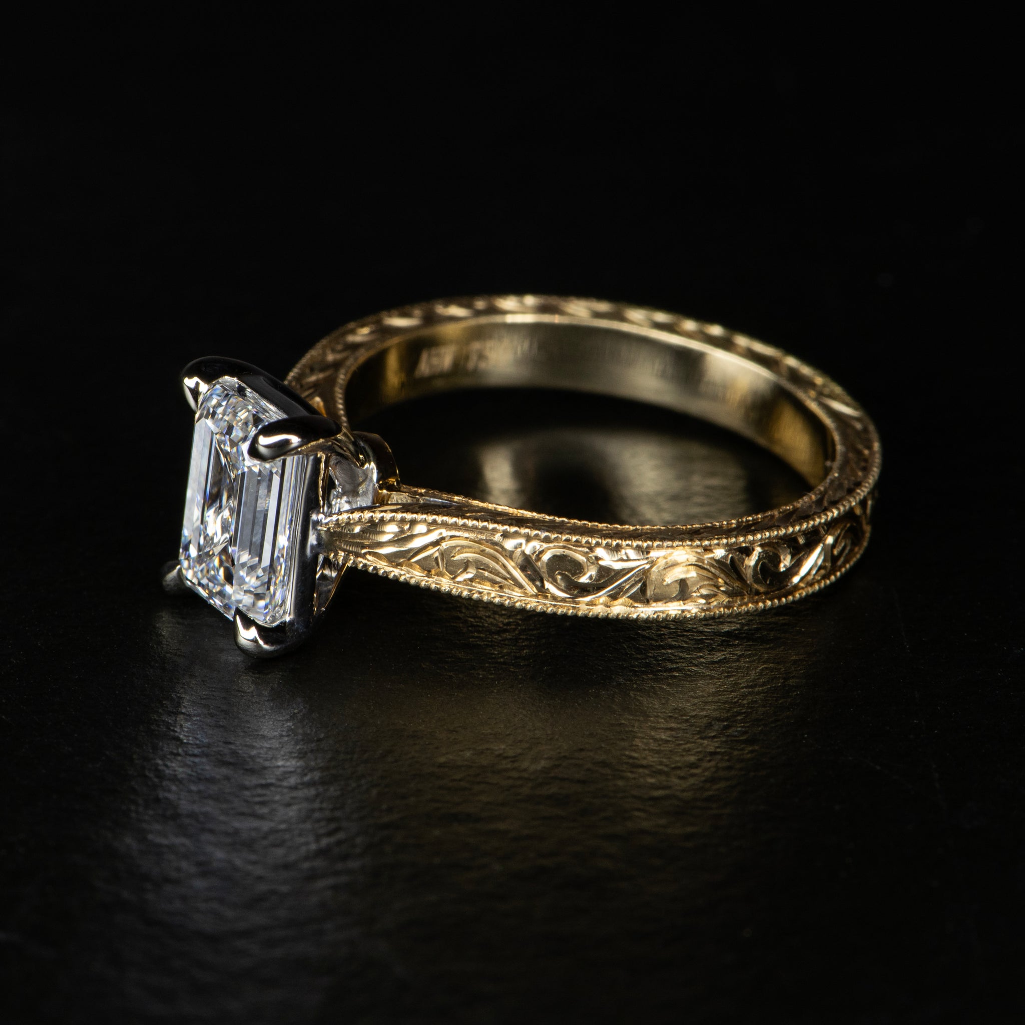 Hand-Engraved 1.5ct Diamond Ring - GRACE - AHW Studio