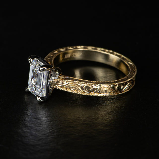 Hand-Engraved 1.5ct Diamond Ring - GRACE