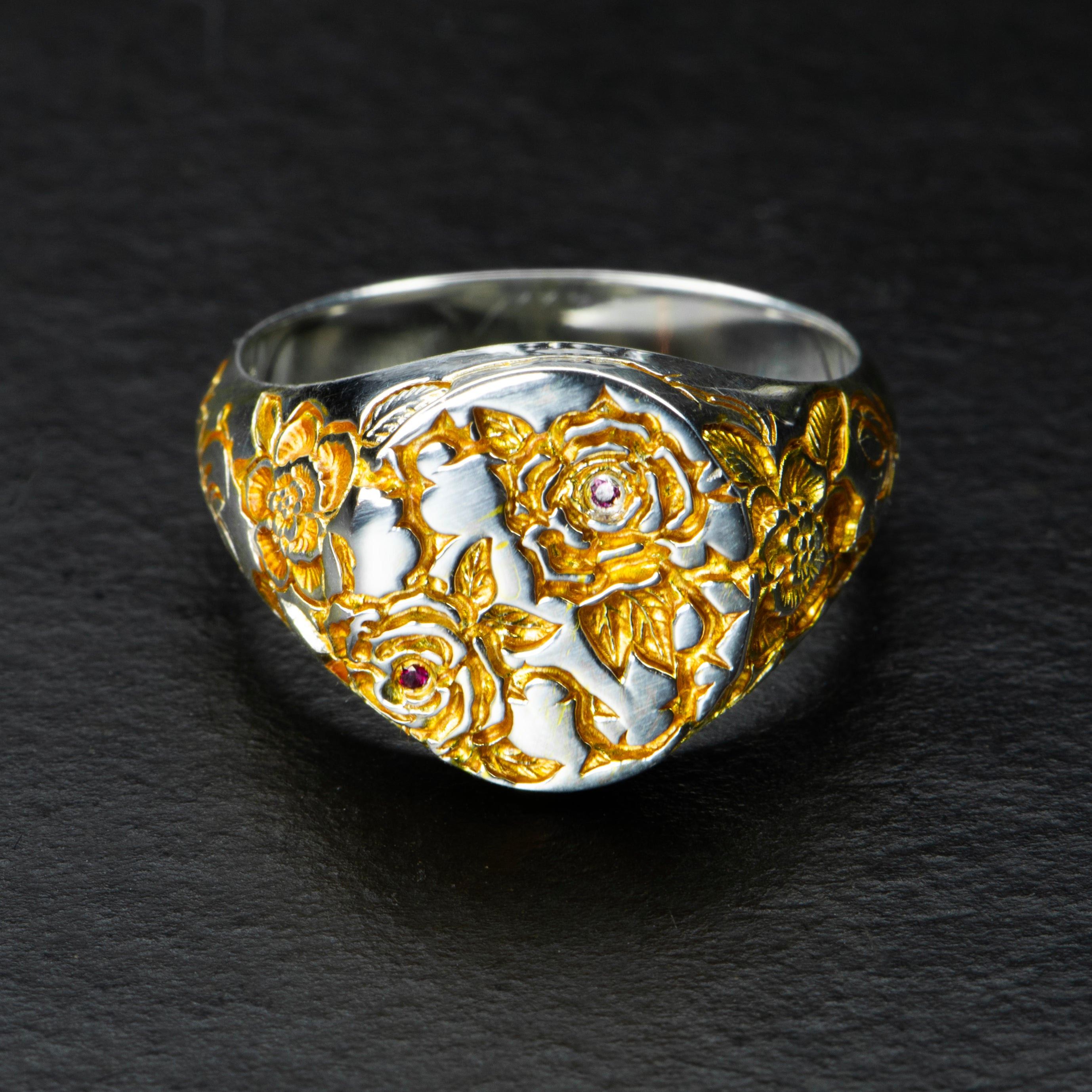 Ruby & Gold Rose Ring - BRIARHEART