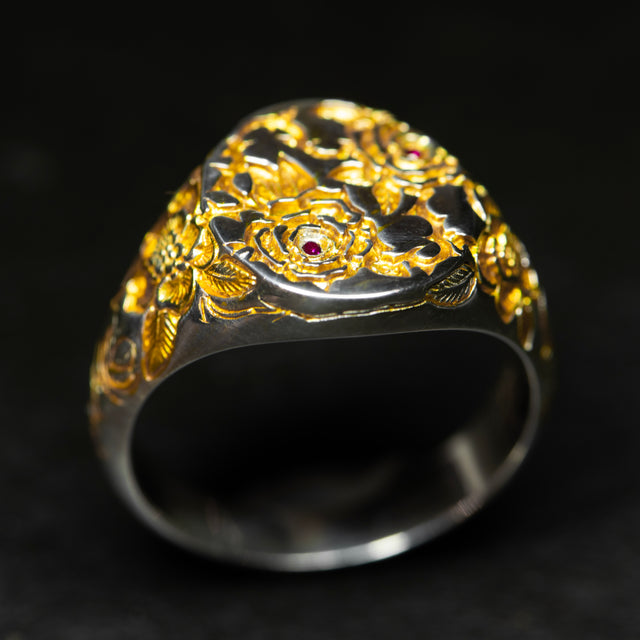 Ruby & Gold Rose Ring - BRIARHEART