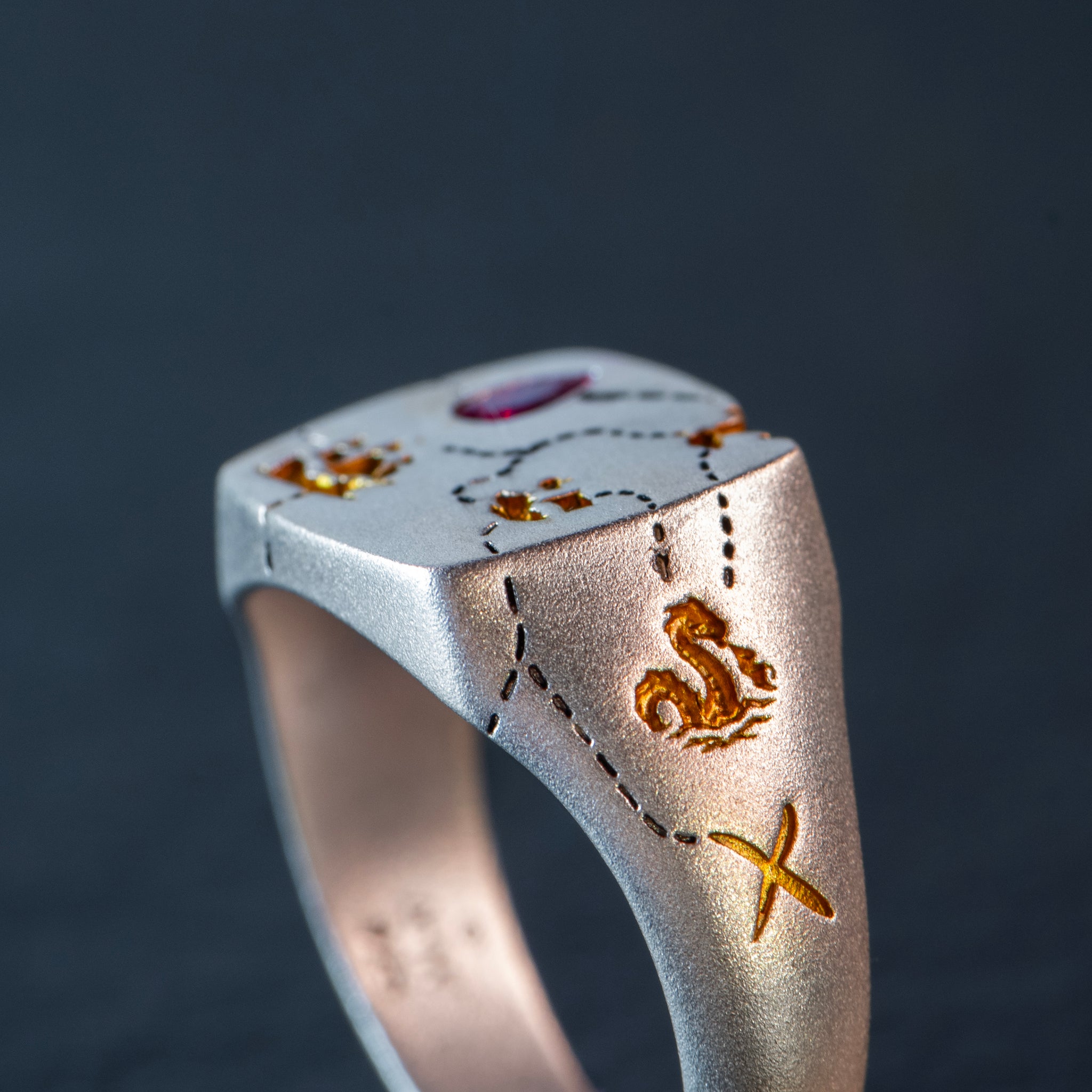 Gold Inlay • Ruby • Signet - DEAD RECKONING - AHW Studio