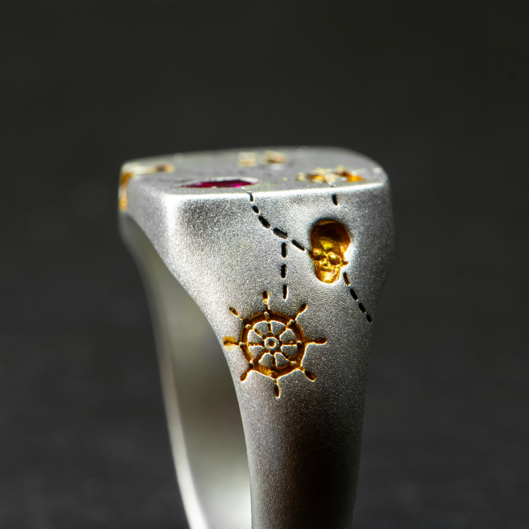 Gold Inlay • Ruby • Signet - DEAD RECKONING - AHW Studio