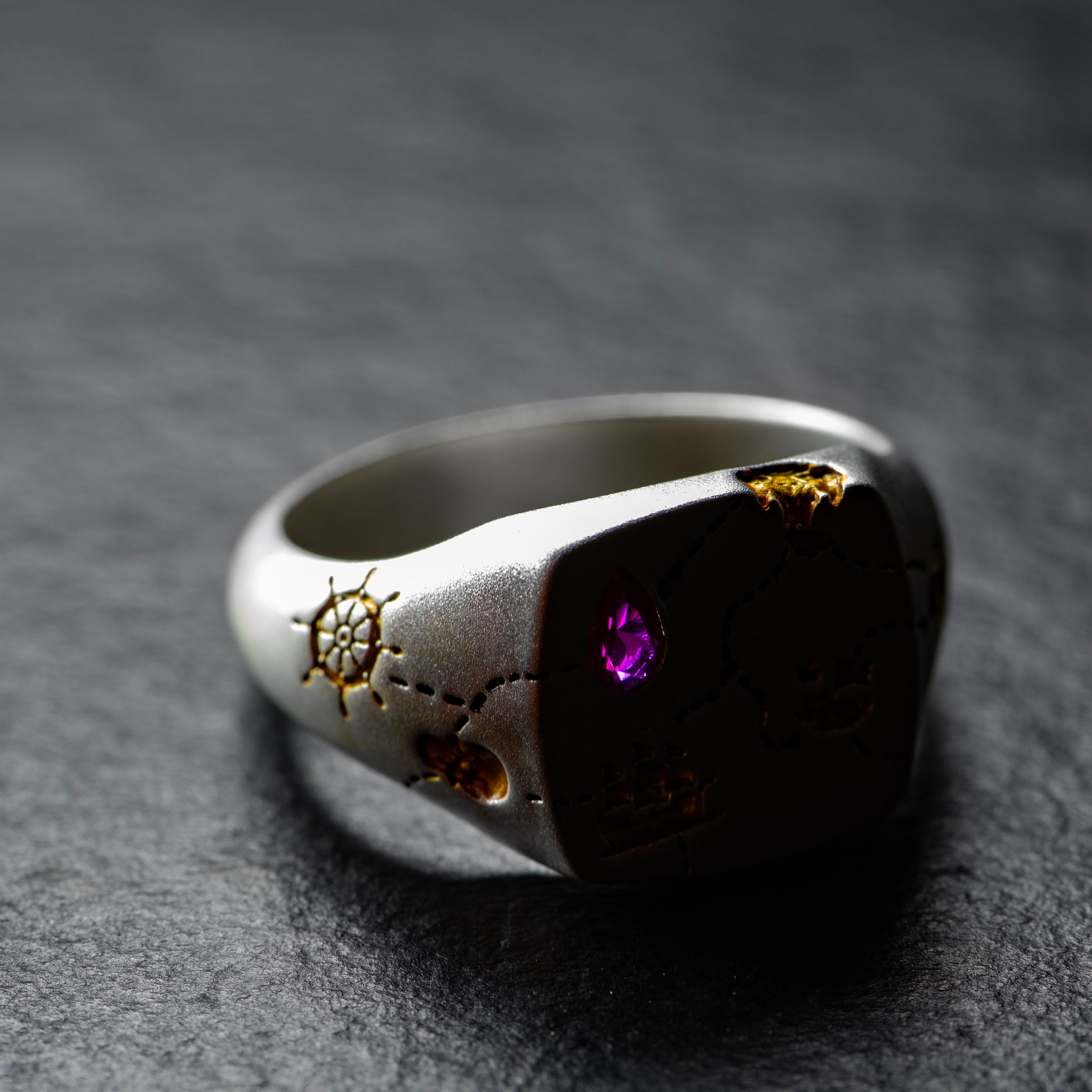 Gold Inlay • Ruby • Signet - DEAD RECKONING - AHW Studio