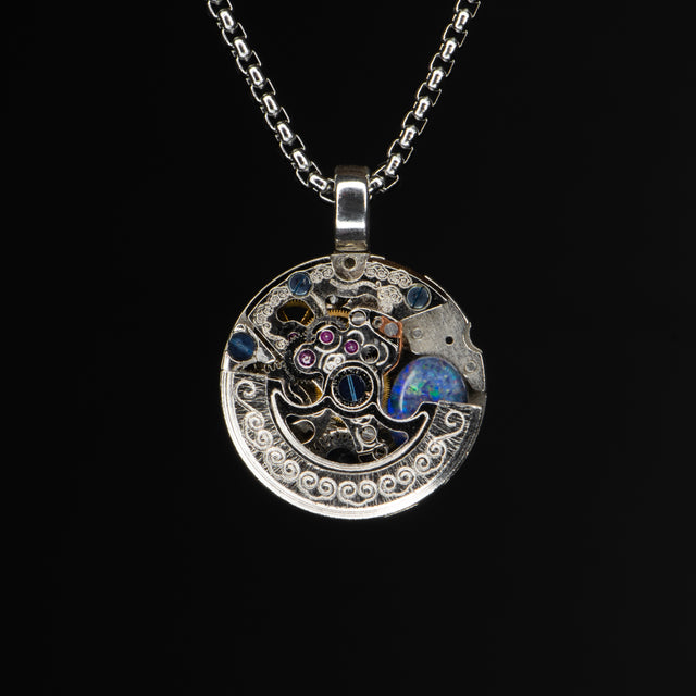 Kinetic Opal Pendant - SILVER SKELETON