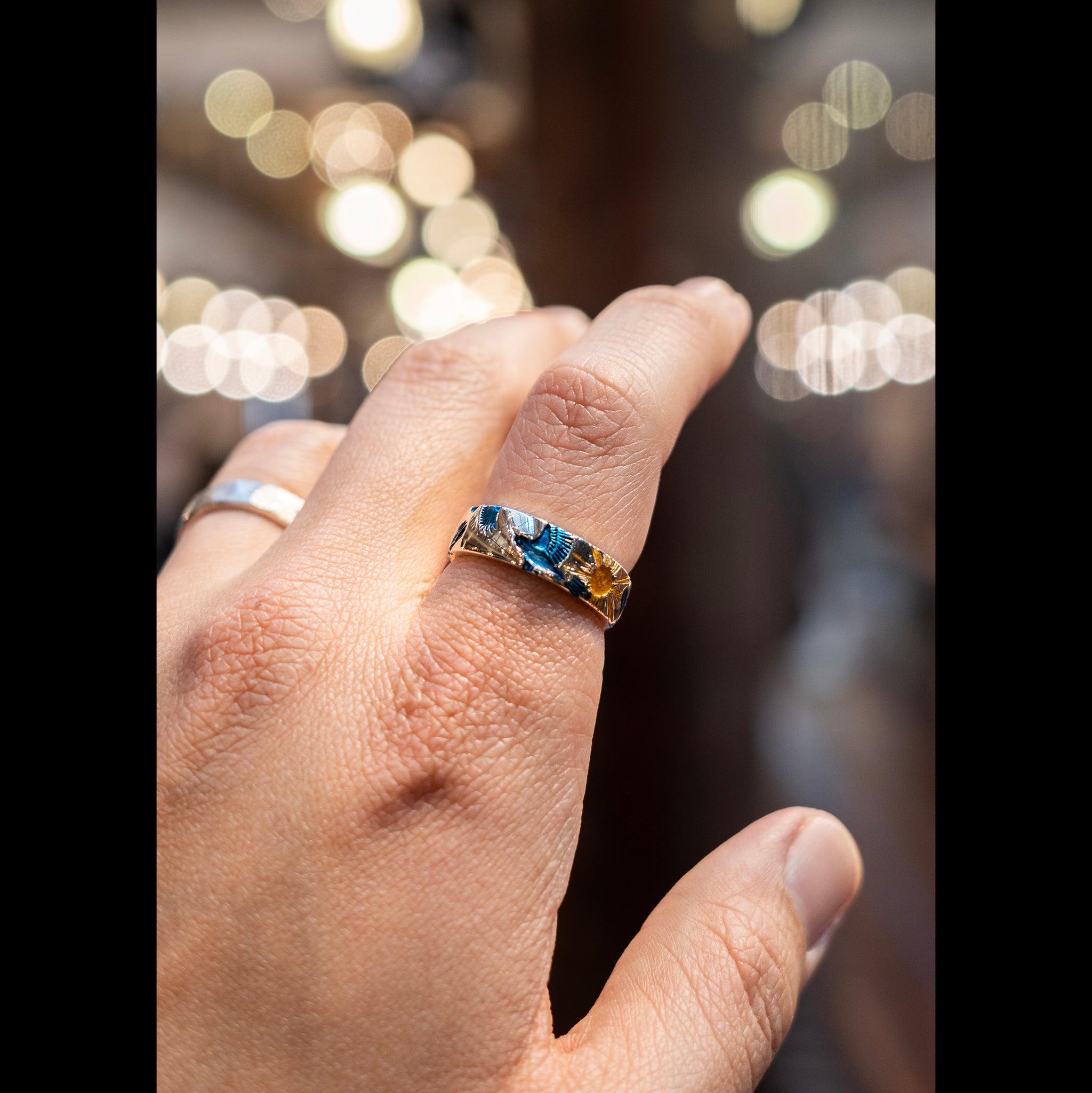6mm Blue & Gold Band - CERULEAN FLIGHT - AHW Studio