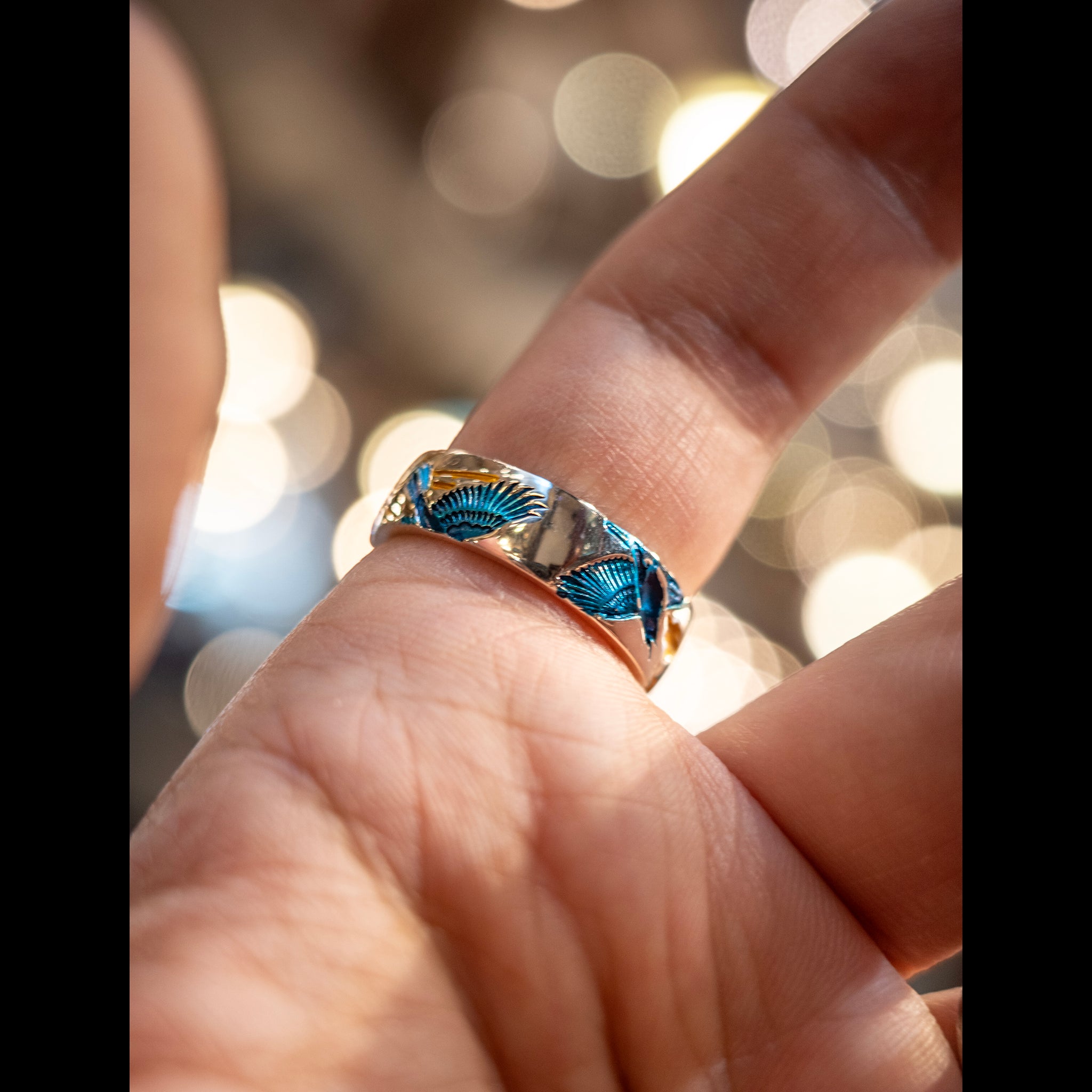 6mm Blue & Gold Band - CERULEAN FLIGHT - AHW Studio