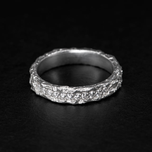 white moissanite silver ring